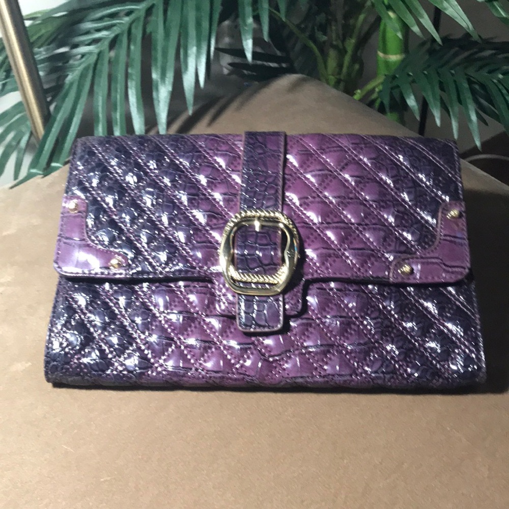 Purple Crocodile Clutch